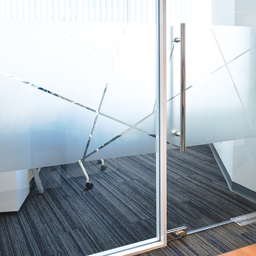 frosted glass door